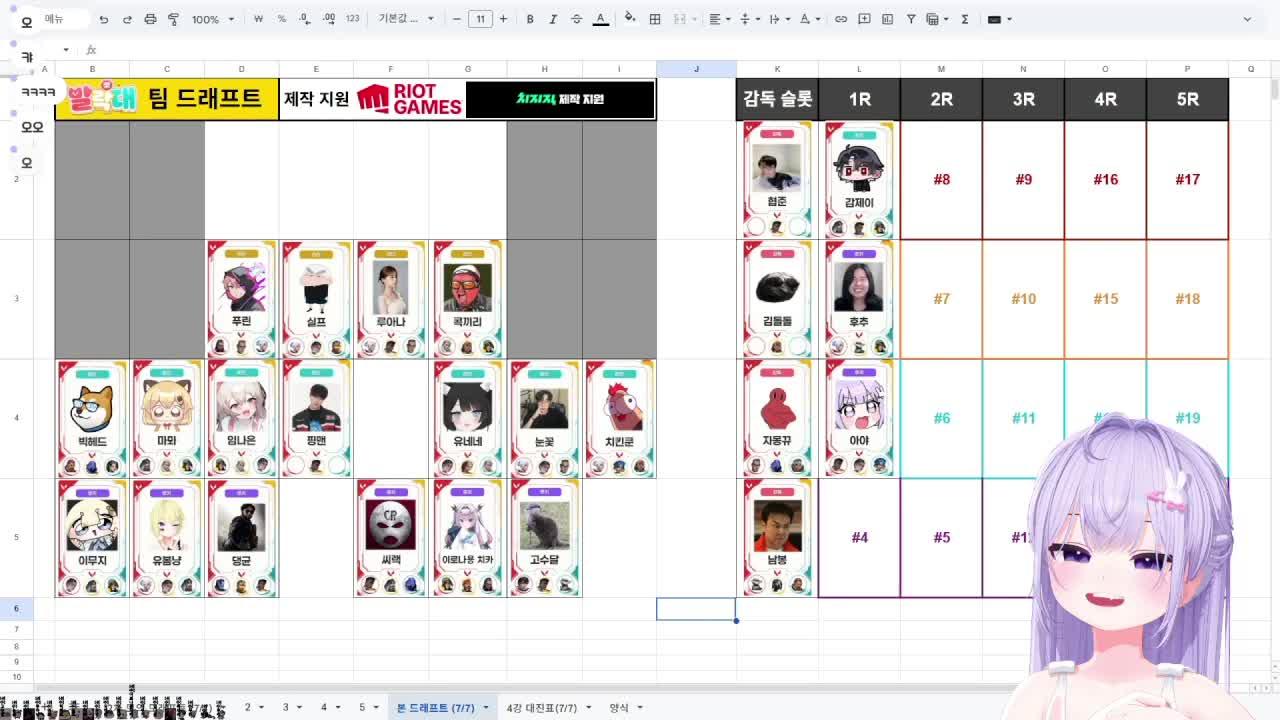 260707 💜 발락대 팀 드래프트 + 팀 선정 후 첫 내전